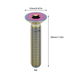 Bike Stem Bolt Screw, M6x30mm Titanium Alloy Flat Head Headset Cap Bolt Bike Headset Stem Top Cap Fixing Bolt (Colourful)
