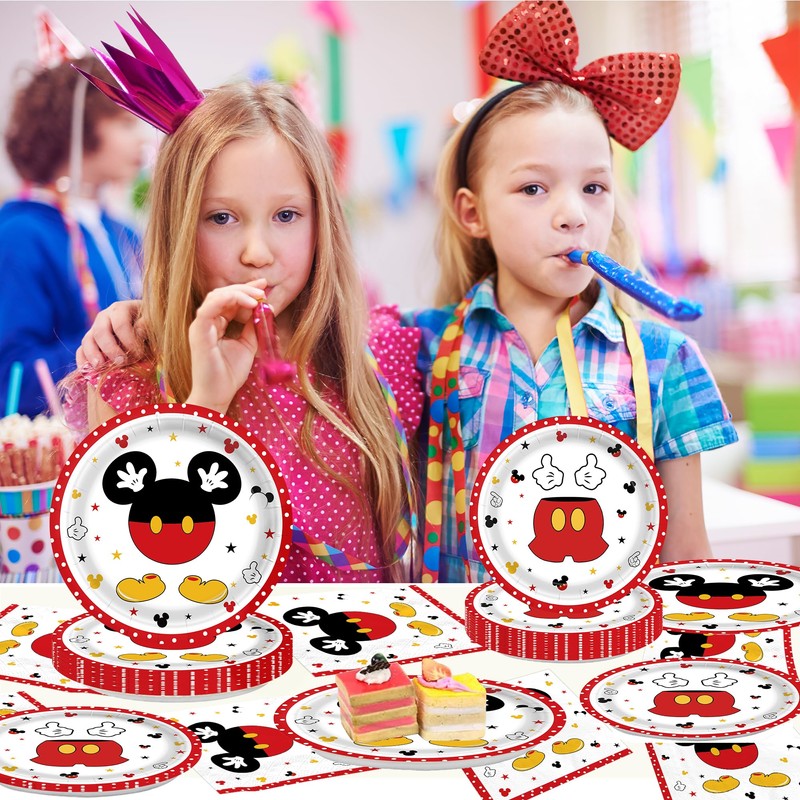 150pcs Mickey Birthday Party Supplies Mouse Paper Plates Napkins Disposable