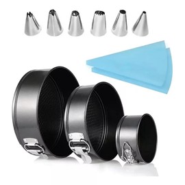 Moldes para Pasteles Redondos de 3 Piezas - Molde para Hornear Con Forma de Resorte - Moldes para Pasteles Antiadherentes - Juego de Utensilios para Hornear a Prueba de Fugas con Fondo Extraíble