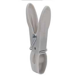 JVL Strong hanging 36 plastic clothes pegs with clear basket and hook, Aqua, Grey, White, One Size, (19-290)