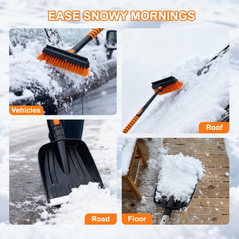 LOYALGLORY Extendable Snow Brush and Ice Scraper for Car Windshield