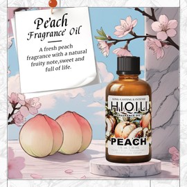 HIQILI Peach Fragrance Oil for Home Diffuser, DIY Candle, Linen & Room Freshener Spray Making, Juicy Fruit Scents - 1 Fl Oz