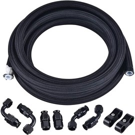 EVIL ENERGY 6AN PTFE Fuel Line Kit, AN6 E85 Fuel Hose Line 10FT Black