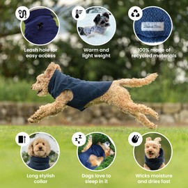 Louie de Coton® Polartec Thermal Pro Dog Fleece Jacket - Calming Pullover for Anxiety Relief - Dog Sweater for Small Dogs - Breathable, Soft, Recycled Material - Made in USA (Blueberry, XX-Small)
