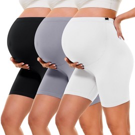 BONVIGOR Buttercloud Maternity Shorts Over The Belly- 5" Pregnancy Biker Shorts Lounge Yoga Pants