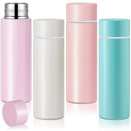 Irenare 5oz Mini Water Bottle Mini Insulated Stainless Steel Bottle Purse Water Bottle Cute Leak Proof Water Flask Keeps Drink Cold and Hot for Purse Women(White, Pink, Purple, Blue,4 Pieces)