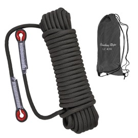 Climbing Rope, 12 mm Static Climbing Rope, 32FT(10M) 65FT(20M) 100FT(30M) 164FT(50M) Outdoor Rock Climbing Rope, Escape Rope, Rappelling Rope, Fire Rescue Parachute Rope(Black, 100FT)