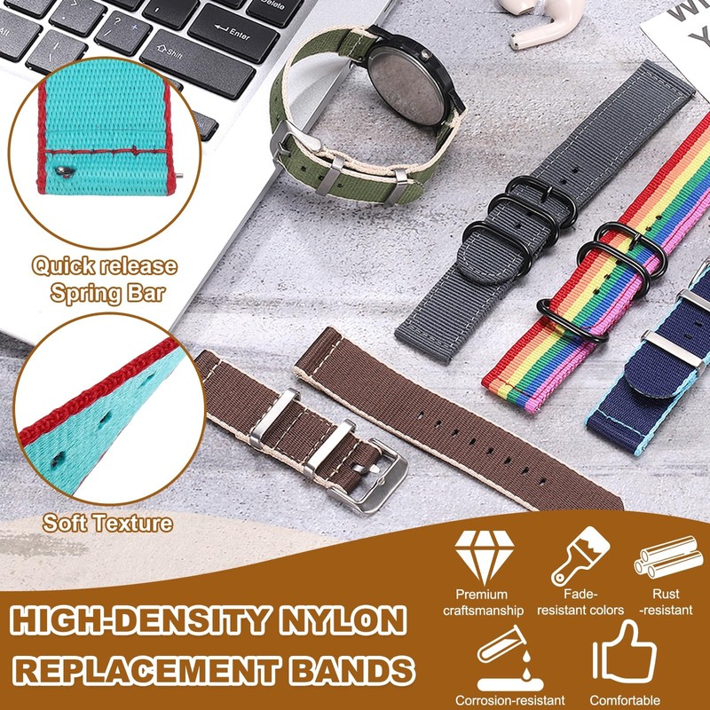 HARFINGTON Nylon Watch Band 20mm Quick Release Watch Straps Replacement