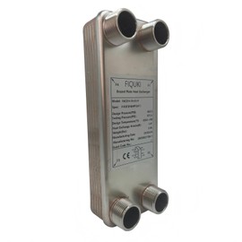 3"x8" 10 Plates SS316L/Copper Brazed Plate Heat Exchanger with 3/4" MPT Port - Water to Water for Water Heating, Floor Heating, Snow Melting, Industrial & Commercial Refrigeration(FHC014-10)