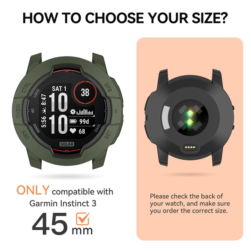OVERSTEP Rugged TPU Case Cover Compatible with Instinct 3 45mm,