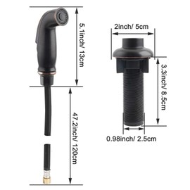 iFealClear Kitchen Sink Side Sprayer, Kitchen Sink Faucet Replacement Parts Compatible with Moen/ 1/4inch Connector Faucet, Pull Out Sprayer with Hose for Home School, 3 Adapters, Oil Rubbed Bronze