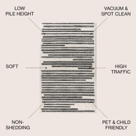 JONATHAN Y MOH207A-5R Khalil Modern Berber Stripe Area Rug, Contemporary, Bohemian, Scandinavian, Minimalistic, Rustic for Living Room, Dining Room, Bedroom, Kitchen, Cream/Black, 5' Round