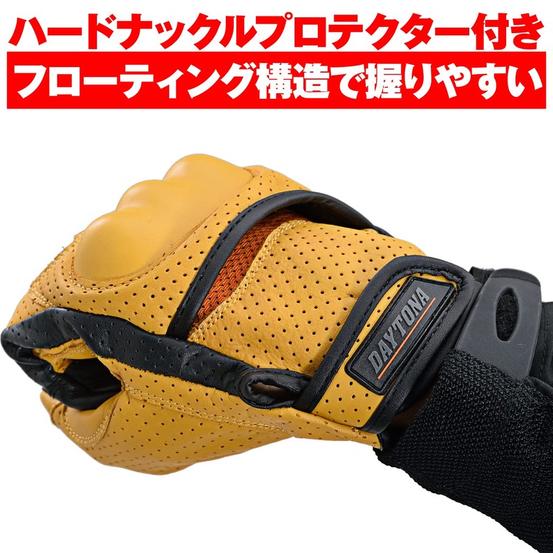 Daytona HBG-130 18920 Motorcycle Gloves, Genuine Leather, Cowhide Leather, Spring,