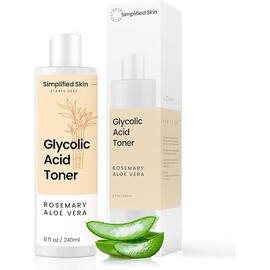Glycolic Acid Toner for Face - 8% Facial Toning Solution - Hydrating, Anti-Aging, Exfoliates Skin with AHA, Aloe Vera, & Rosemary Extract for Women & Men - 8 Fl Oz