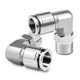 TAILONZ PNEUMATIC 304 Stainless Steel Elbow Male Thread 8mm Hose AD x 1/8 BSP Push Fit Fittings PL8-01 (Pack of 2)
