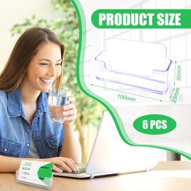 YFPOPONE 6 Pcs Business Card Holders Display, 23*100*30mm Card Display Stand, Transparent Business Card Stand, Acrylic Business Card Holder For Desk, Card Holder Stand For Offices And Meetings