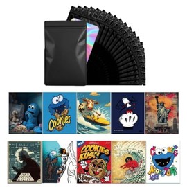 100 Bags, 1 Special Cartoon Pattern, Resealable Candy Bags, Gummies Bags, 5 x 4 Inch Storage Baggies, Treat Bags, Cookie Bag (gold)