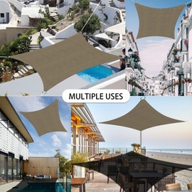 Ankuka Waterproof Sun Shade Sails Canopy Awning Shelter, UV Blockage Backyard Patio Garden Carport(8'x10', Khaki)