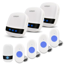 LIOTOIN Wireless Caregiver Pager Elderly Alarm Call Button Call Bell Personal Alarms for Home/Patient/Disabled Nurse Alert System SOS Panic Call Button 5 Waterproof Transmitter 3 Plugin Receiver