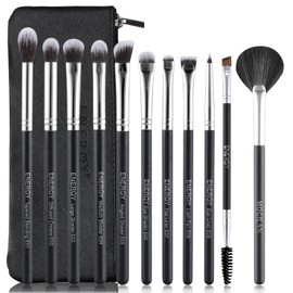 ENERGY Eyeshadow Brush Set 11PCS Professional Makeup Brushes for Eye Shadow Eyebrows Smudge Concealer Eyeliner Eyelash Highlighter Blending Vegan Synthetic Bristles Portable Kit with Travel Case