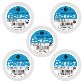 Yamato NO200-38-5-5PR Vinyl Tape, 1.5 inches (38 mm) Wide, 5 Rolls, White
