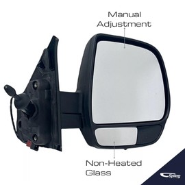 Spieg Passenger Side Mirror for 2015-2022 Ram Promaster City MANUAL Adj Non-Heated Turn Signal Light Temperature Sensor Textured Black 4 Pins Right