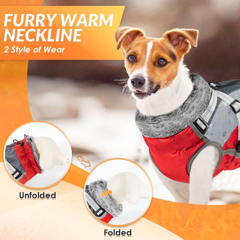 SlowTon Dog Jacket with Harness Built in - Waterproof Fleece