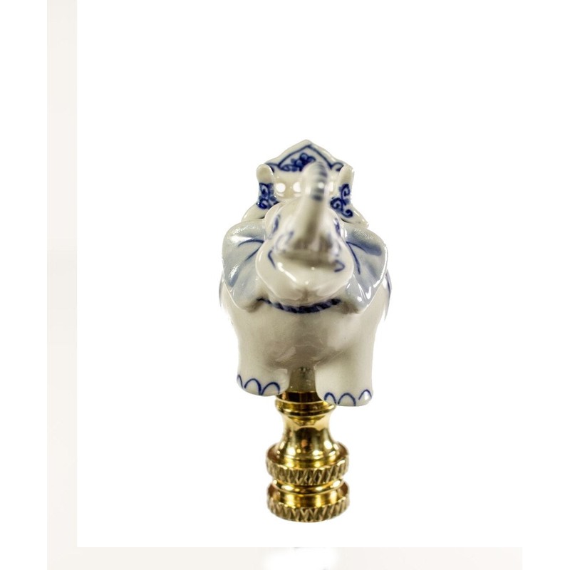 Blue and White Elephant Lamp Finial Porcelain 2.5" h