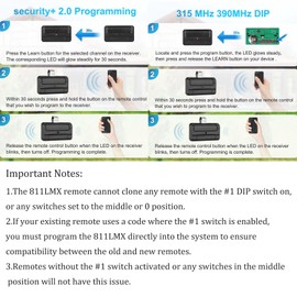 Upgrade 811LMX/811LM for Liftmaster Remote,12 dip Switch 811LMX MC 4Pack