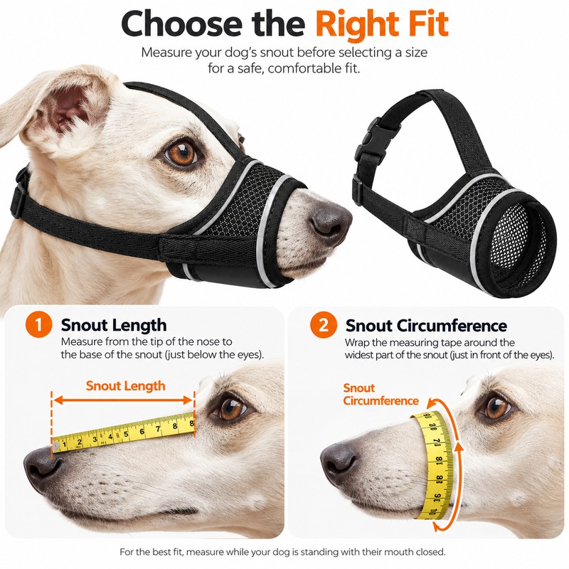 Adjustable Dog Muzzle – Breathable Soft Pet Mouth Cover for