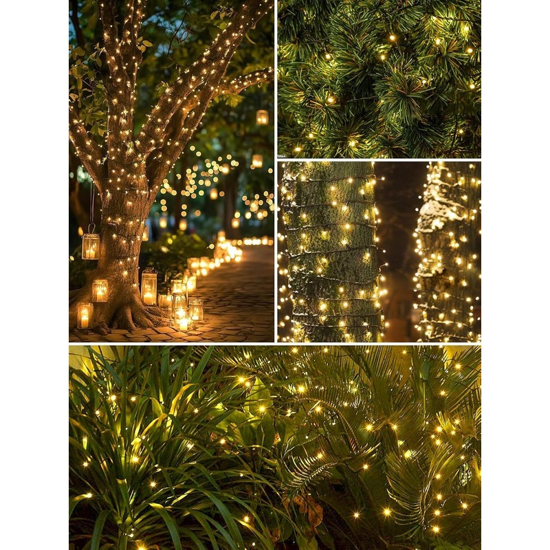 4 Pack Total 800 LED Solar Christmas Lights Outdoor, Solar
