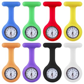 8 Stück Krankenschwester Uhr: Schwesternuhren mit Clip Taschenuhr Schwesternbrosche Silikon Schwesternuhr, Krankenschwesteruhren Quarzwerk Ansteckuhr zum Krankenschwestern Ärzte Student