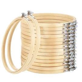 Faylapa Embroidery Hoops Set 8inch Adjustable Bamboo Circle Cross Stitch Hoop Round Ring,for Embroidery,Cross Stitch (8In 16Pcs)