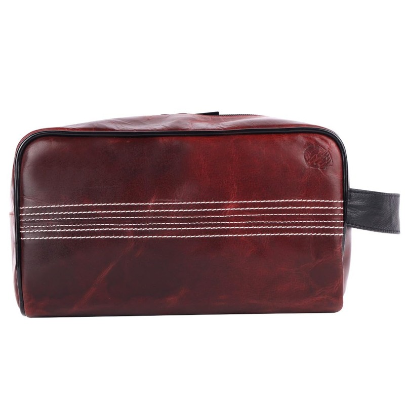 CRICKET-GIFTS Buffalo Leather Cricket Wash Bag Durable Toiletry Bag for