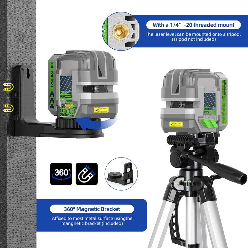 Laser Level Rechargeable, Huepar Pro Self Leveling Green Cross Line