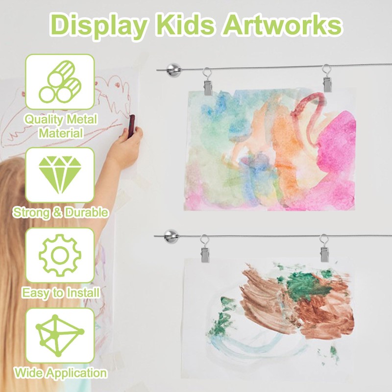 UFURMATE Kids Artwork Hanging Wire Kit, 2 Set Picture Hanging