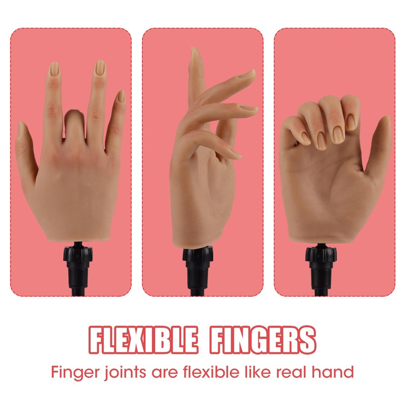 Nail Trainning Practice Hand with Clamp, Acrylic Nail Technician Manicure