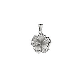 Arthur's Jewelry 925 sterling silver rhodium plated Hawaiian hibiscus flower 15mm pendant