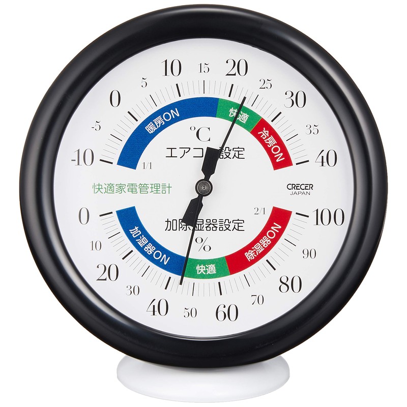 CRECER Ohm Electric TR-130K Thermometer/Hygrometer (Comfortable Appliance Management Display), Black