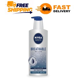 NIVEA MEN Breathable Body Lotion, 48 Hour Hydrating Lotion for Men, 13.5 Fl Oz B
