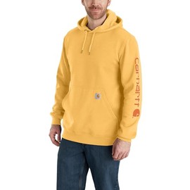 Carhartt Men's Loose Fit Midweight Logo Sleeve Graphic Sweatshirt, Vivid Yellow Heather, Large