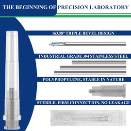 27G 1 Inch 100 Pack Luer Lock Disposable with Cap for Lab Supplies, Industrial Accessories 25mm