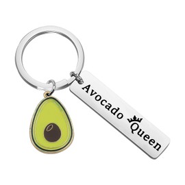 CENWA Avocado Gift Vegan Jewelry Avocado Queen Keychain Gift for Avocado Lovers Vegetarian Jewelry Friendship Keychain (Avocado Queen K)
