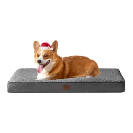 EHEYCIGA Orthopedic Dog Beds for Large Dogs with Removable Washable Cover for Crate, Grey, 35x23