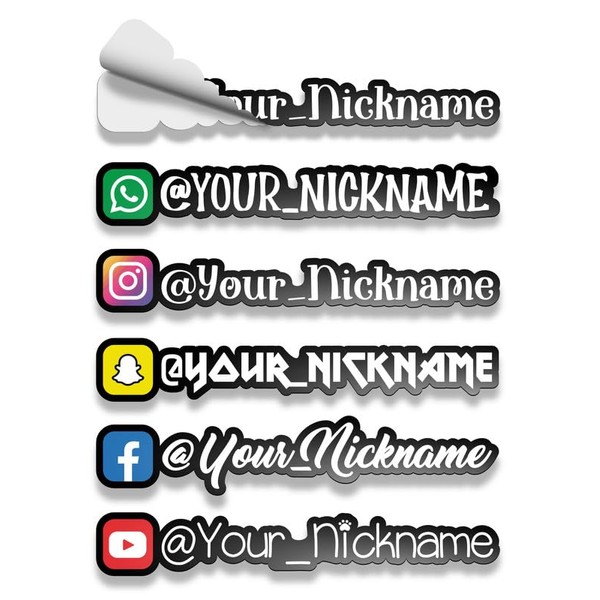 Custom Social Media Stickers - Customized Decal Name Username -