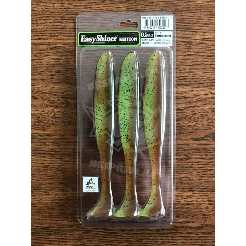 Keitech Easy Shiner 6.5 Inch Motoroil/Chartreuse