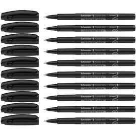 Schneider 184501 Topball 845 Tintenroller (stabiler Edelstahlspitze, 0,3 mm) 10er Packung schwarz