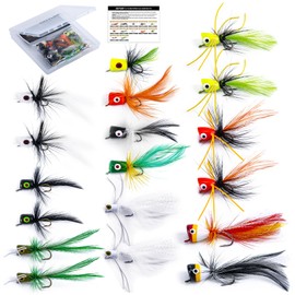 Goture Fly Fishing Poppers Lures, Topwater Popper Flies Bugs Lure, Fly Fish Poppers Fishing Lures Kit, Dry Flies for Panfish Bluegill Crappie Sunfish Bass Trout Salmon