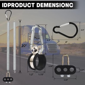 2 PCS 20" Single Tender Spring Kit with Hose Holder and 3-Hole Clamp Holder Heavy Duty Tender Spring for Semi Truck Air Lines Kit 2 Style Air Lines Holders for Trailer Tractor