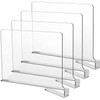 LikeU Acrylic Shelf Dividers for Closets,4 PCS Wood Shelf Dividers,Clear